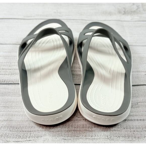 Crocs Swiftwater Women’s Strappy Comfort Slide Sandals Gray White 203998 Size 6 - Picture 3 of 5